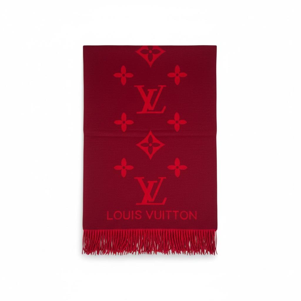 🟥 Louis Vuitton Monogram Red Winter Scarf 🧣✨