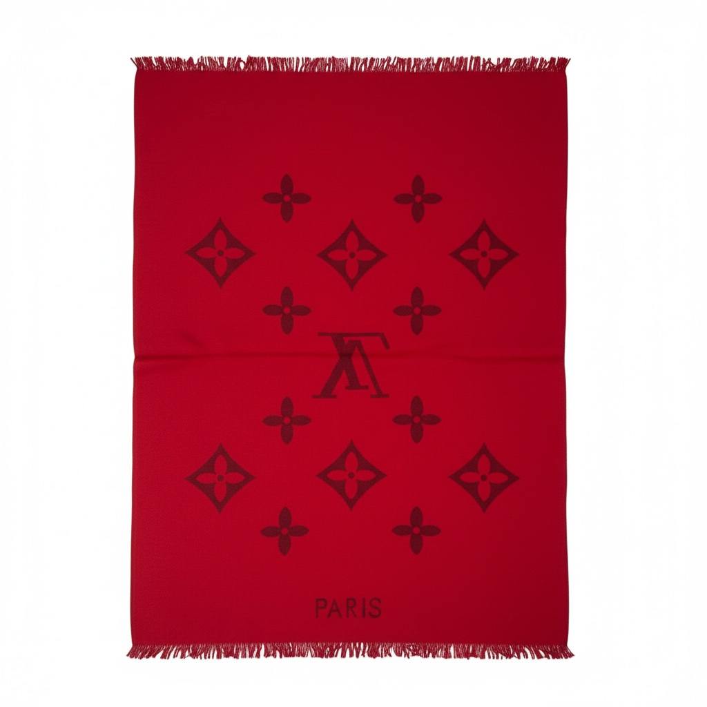 🟥 Louis Vuitton Monogram Red Winter Scarf 🧣✨