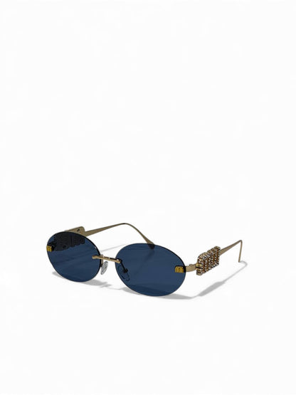 ✨ Miu Miu Crystal Oval Rimless Sunglasses 💙 | Royal Blue Glam Edition