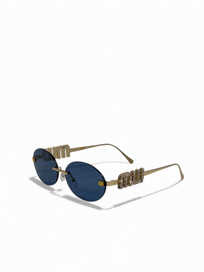 ✨ Miu Miu Crystal Oval Rimless Sunglasses 💙 | Royal Blue Glam Edition