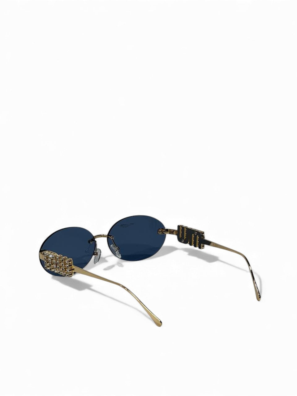 ✨ Miu Miu Crystal Oval Rimless Sunglasses 💙 | Royal Blue Glam Edition