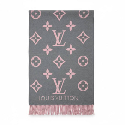 Louis Vuitton Monogram Scarf – Grey & Pink 🌸✨