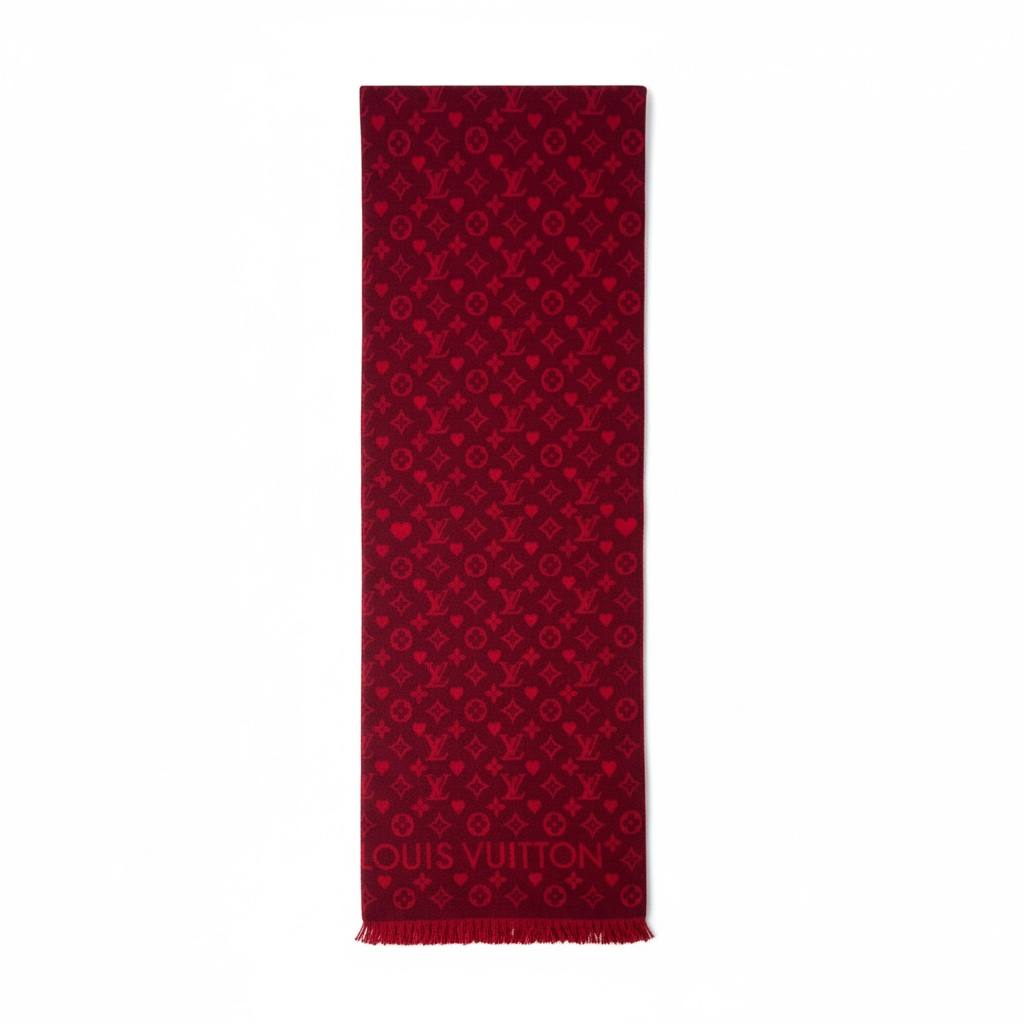 Louis Vuitton Monogram Love Scarf – Red Edition ❤️✨