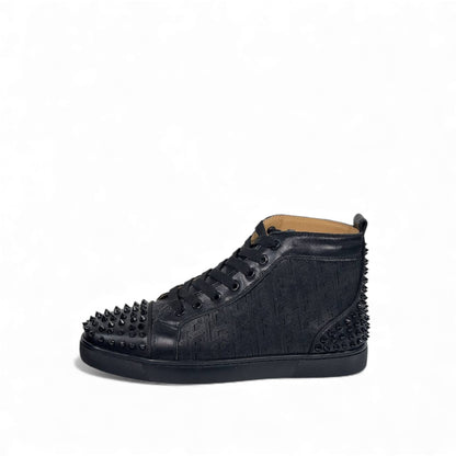 🔥 Christian Louboutin Spiked Black High-Top Sneakers – Red Sole Edition