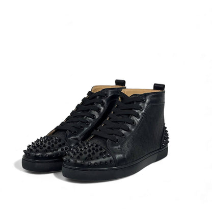 🔥 Christian Louboutin Spiked Black High-Top Sneakers – Red Sole Edition
