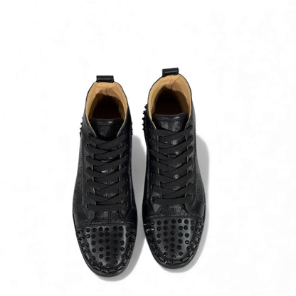 🔥 Christian Louboutin Spiked Black High-Top Sneakers – Red Sole Edition