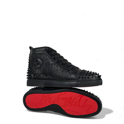 🔥 Christian Louboutin Spiked Black High-Top Sneakers – Red Sole Edition