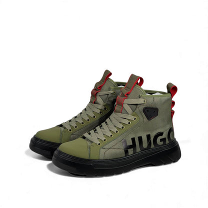 Hugo Khaki High-Top Urban Sneakers 🔥🟢 Military-Style Performance