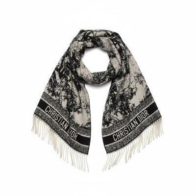 Christian Dior Monochrome Luxury Fringe Scarf ✨🖤 Timeless Elegance