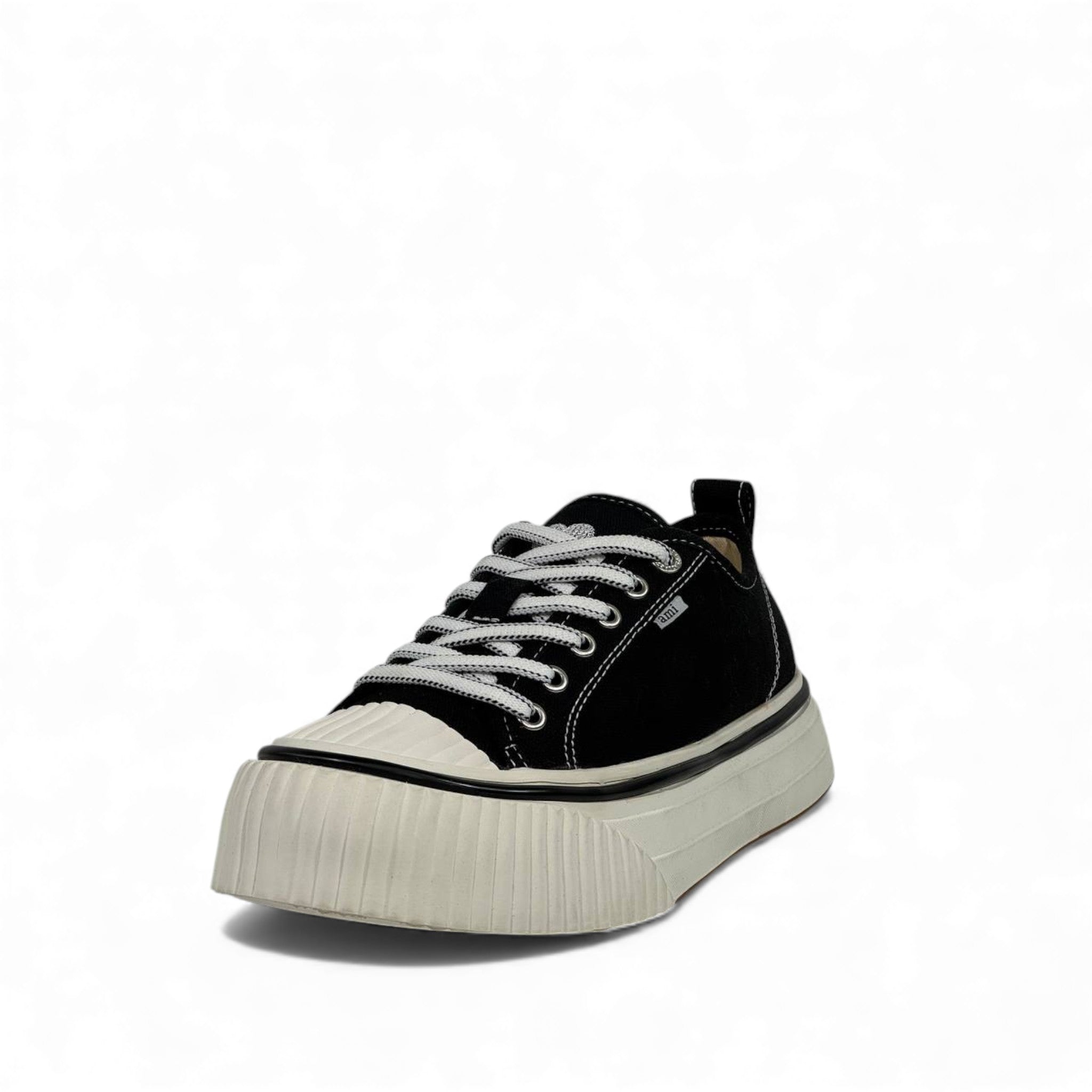 AMI Paris Chunky Black Canvas Sneakers ⚫🤍 Modern Minimalist Street Style