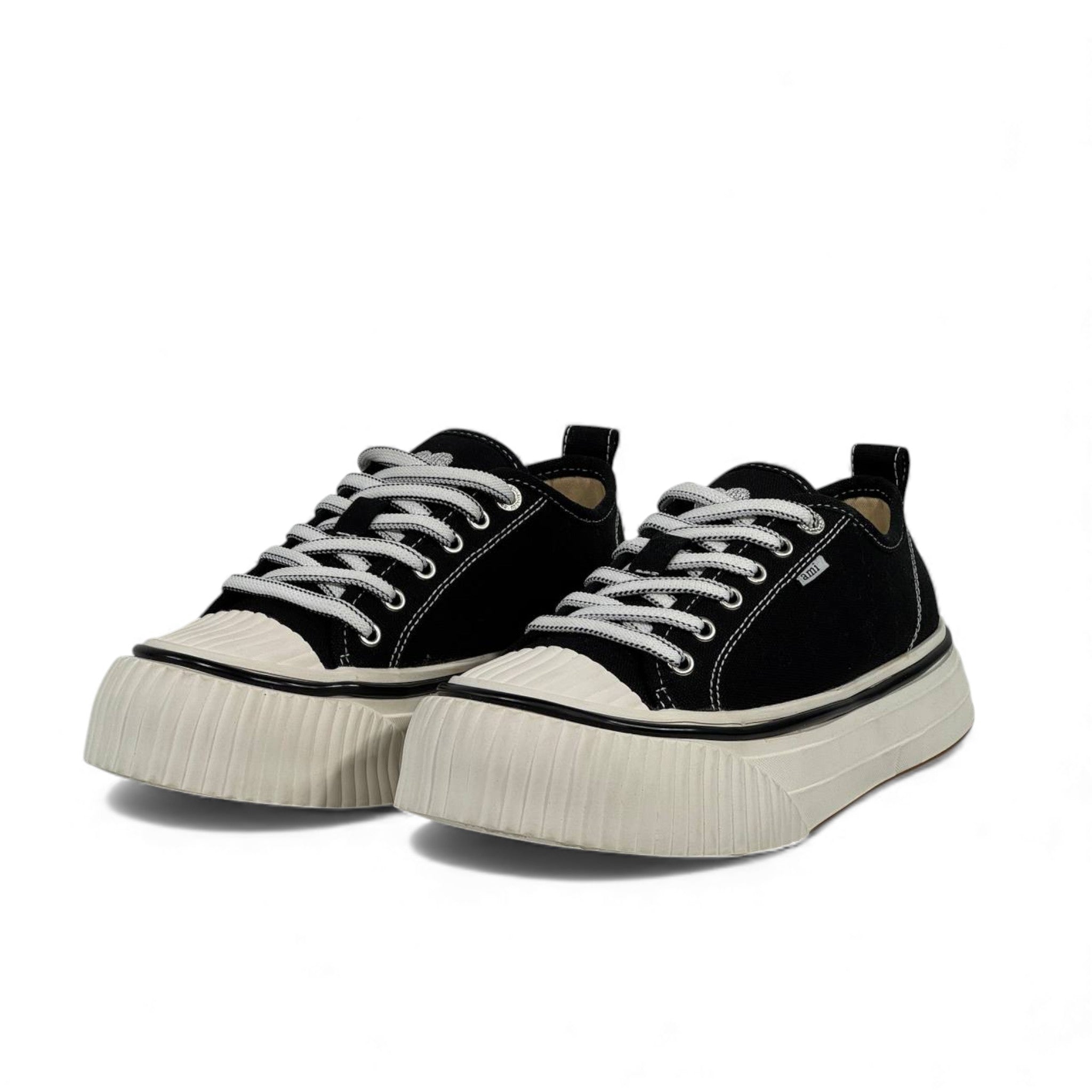 AMI Paris Chunky Black Canvas Sneakers ⚫🤍 Modern Minimalist Street Style