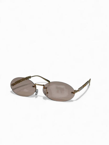 Gucci Gold Oval Rimless Crystal Sunglasses ✨🖤 Iconic Italian Luxury