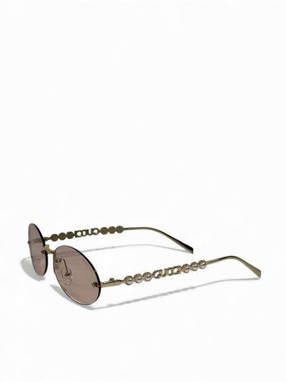Gucci Gold Oval Rimless Crystal Sunglasses ✨🖤 Iconic Italian Luxury