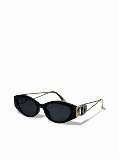 Dior-Inspired Black Oval Sunglasses – Luxury Metal Frame Edition 😎✨