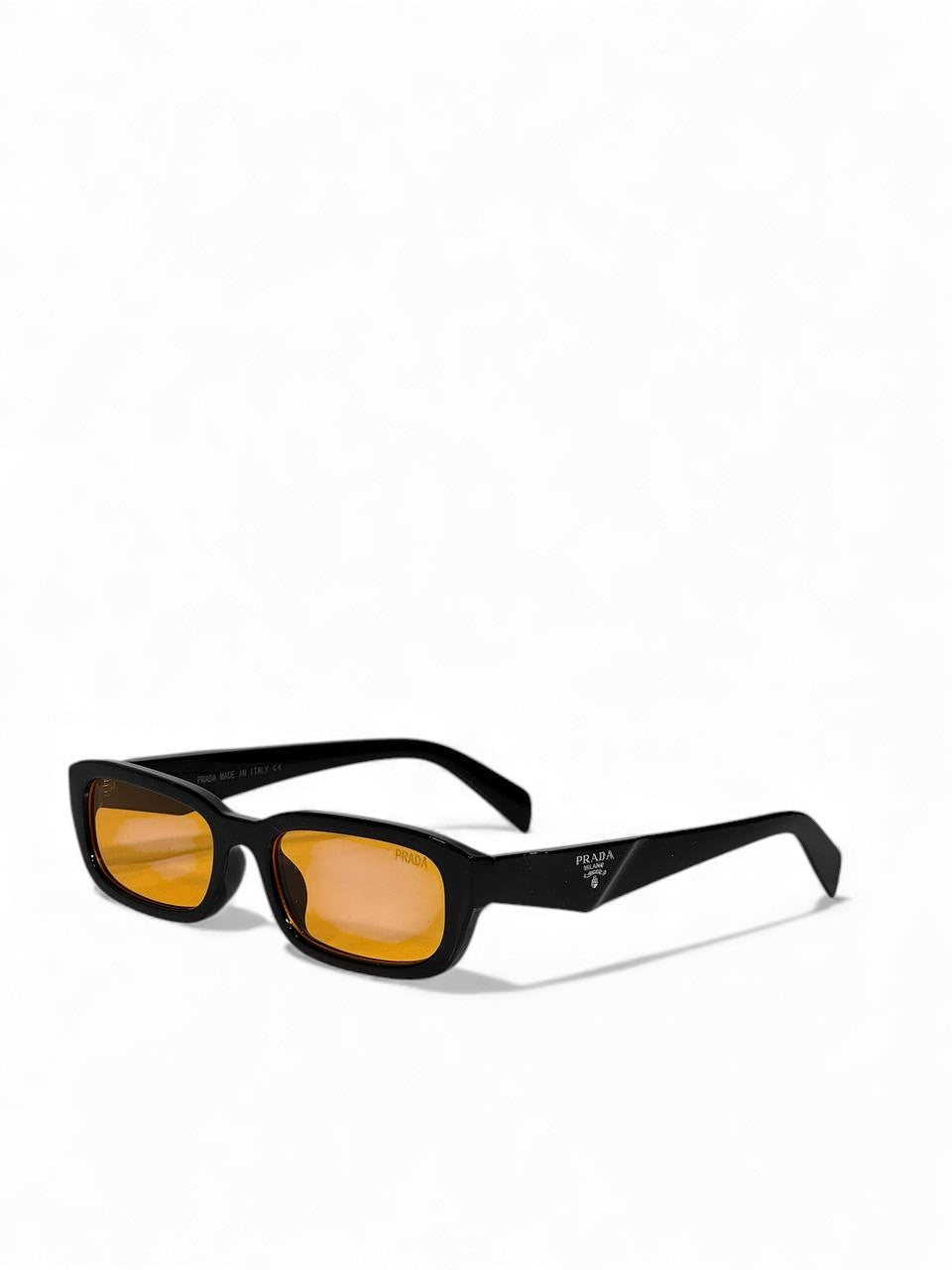 Prada-Inspired Black Rectangle Sunglasses with Amber Lenses – Retro Luxury Edition 😎🔥