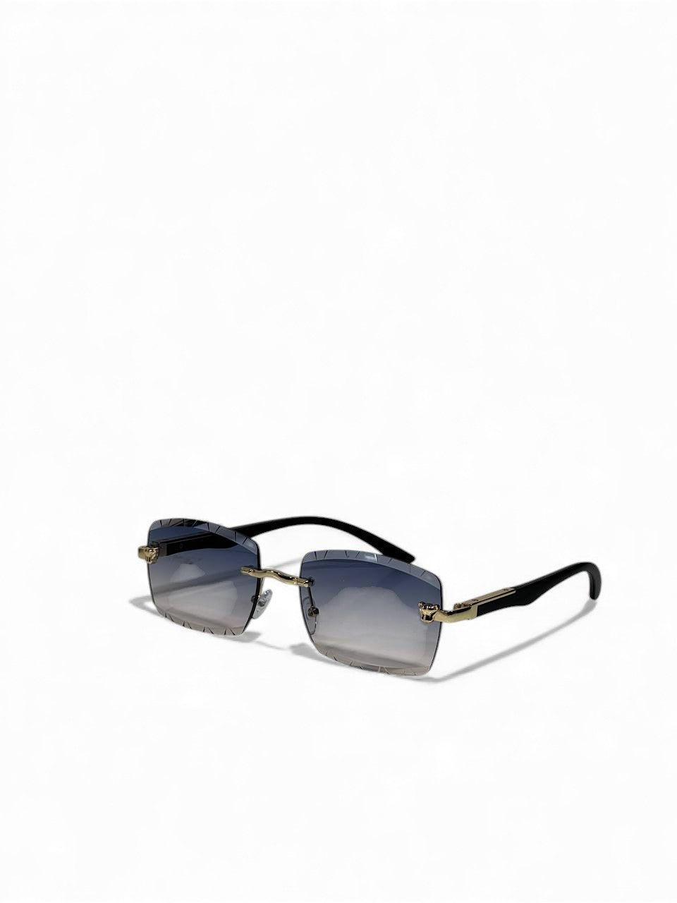 Roberto Cavalli-Inspired Rimless Gradient Square Sunglasses – Gold Serpent Edition 😎✨