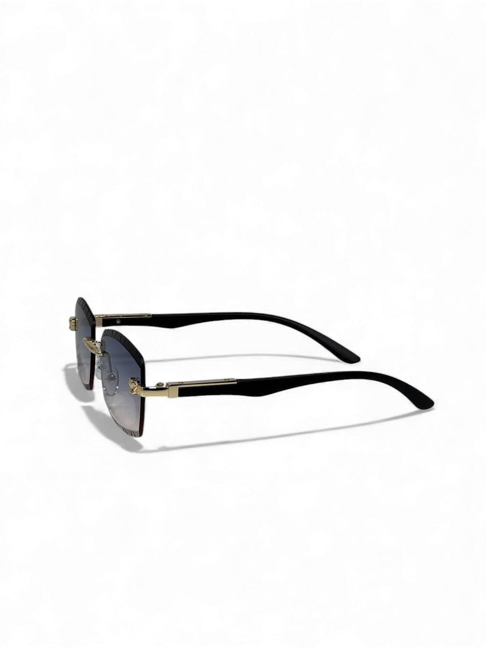 Roberto Cavalli-Inspired Rimless Gradient Square Sunglasses – Gold Serpent Edition 😎✨