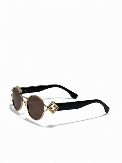 Fendi-Inspired Gold Oval Sunglasses – Black Temple Luxury Edition 😎✨
