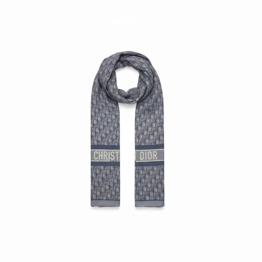 Christian Dior-Inspired Oblique Scarf – Blue Monogram Luxury Edition 💙✨