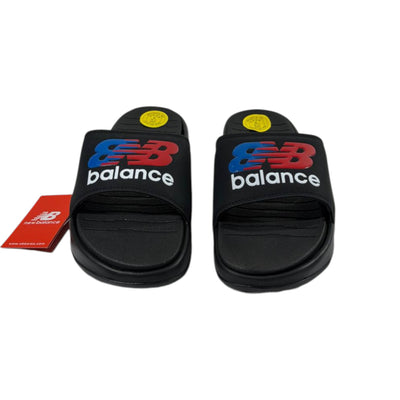 🔥 New Balance Black Icon Slides – Bold Sport Energy 🖤❤️💙