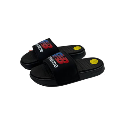 🔥 New Balance Black Icon Slides – Bold Sport Energy 🖤❤️💙