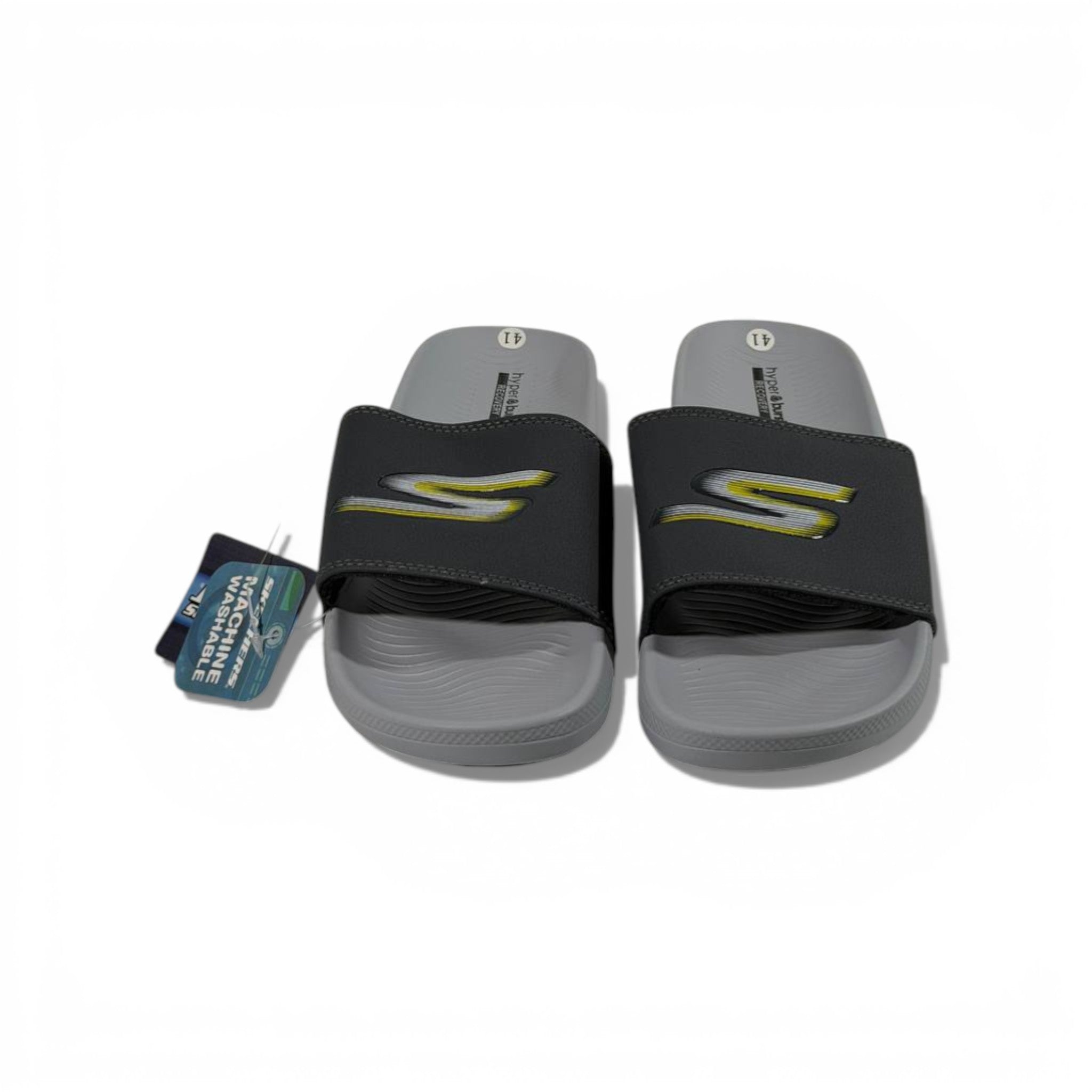 ⚡ Skechers Hyper Burst Comfort Slides – Grey Performance Edition 🩶👟