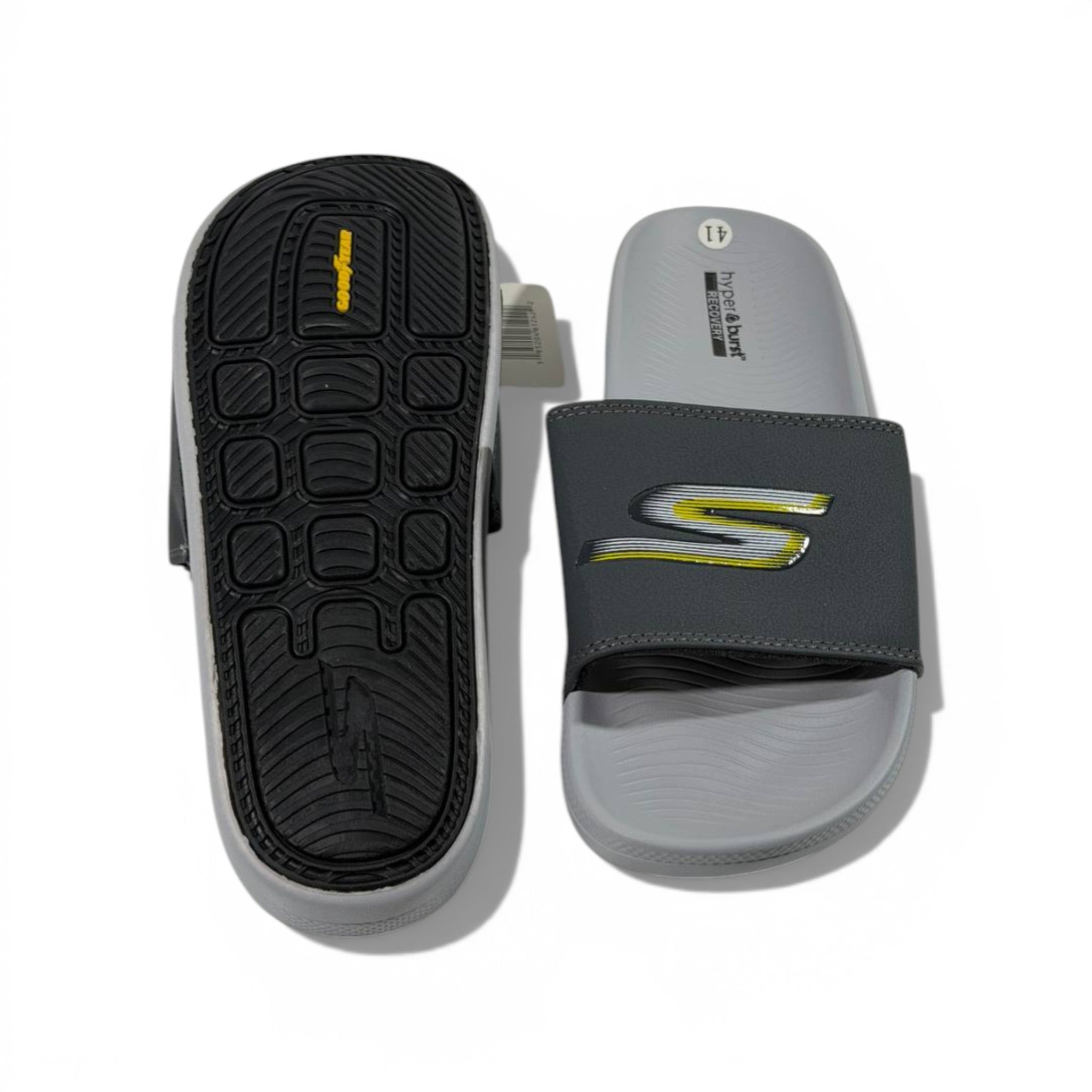 ⚡ Skechers Hyper Burst Comfort Slides – Grey Performance Edition 🩶👟