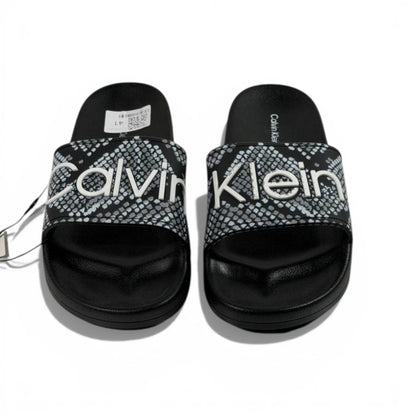 🐍 Calvin Klein Python Slides – Black Statement Edition 🖤✨