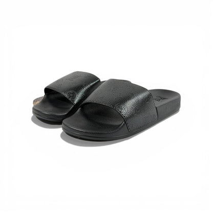 🖤 Louis Vuitton Embossed Slides – Black Luxe Edition ✨