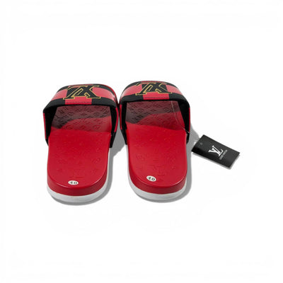 🔴 Louis Vuitton Checkered Slides – Red Statement Edition ❤️✨