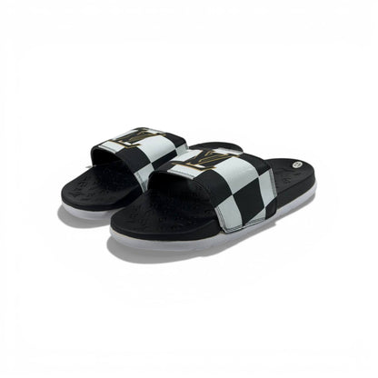 🖤 Louis Vuitton Slides – Damier Black & White Edition 👑✨