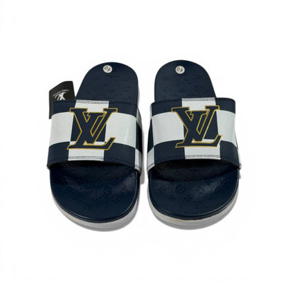 🔵 Louis Vuitton Slides – Damier Navy Edition 👑✨