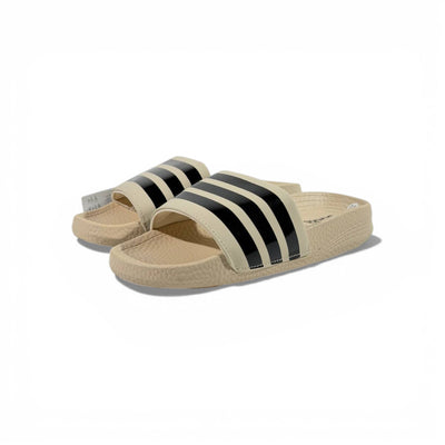 🤎 Adidas Slides – Beige & Black Stripes Edition 🖤✨