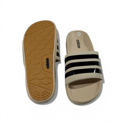 🤎 Adidas Slides – Beige & Black Stripes Edition 🖤✨