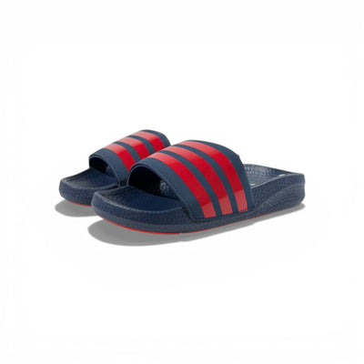 🔵 Adidas Slides – Navy & Red Stripes Edition 🔴🔥