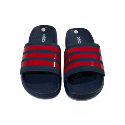 🔵 Adidas Slides – Navy & Red Stripes Edition 🔴🔥