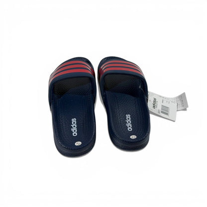 🔵 Adidas Slides – Navy & Red Stripes Edition 🔴🔥