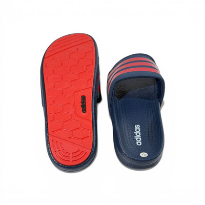 🔵 Adidas Slides – Navy & Red Stripes Edition 🔴🔥