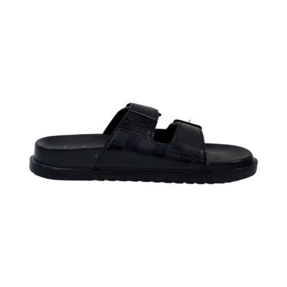 🖤 Louis Vuitton Damier Eclipse Double-Buckle Slides – Modern Luxury, Everyday Comfort