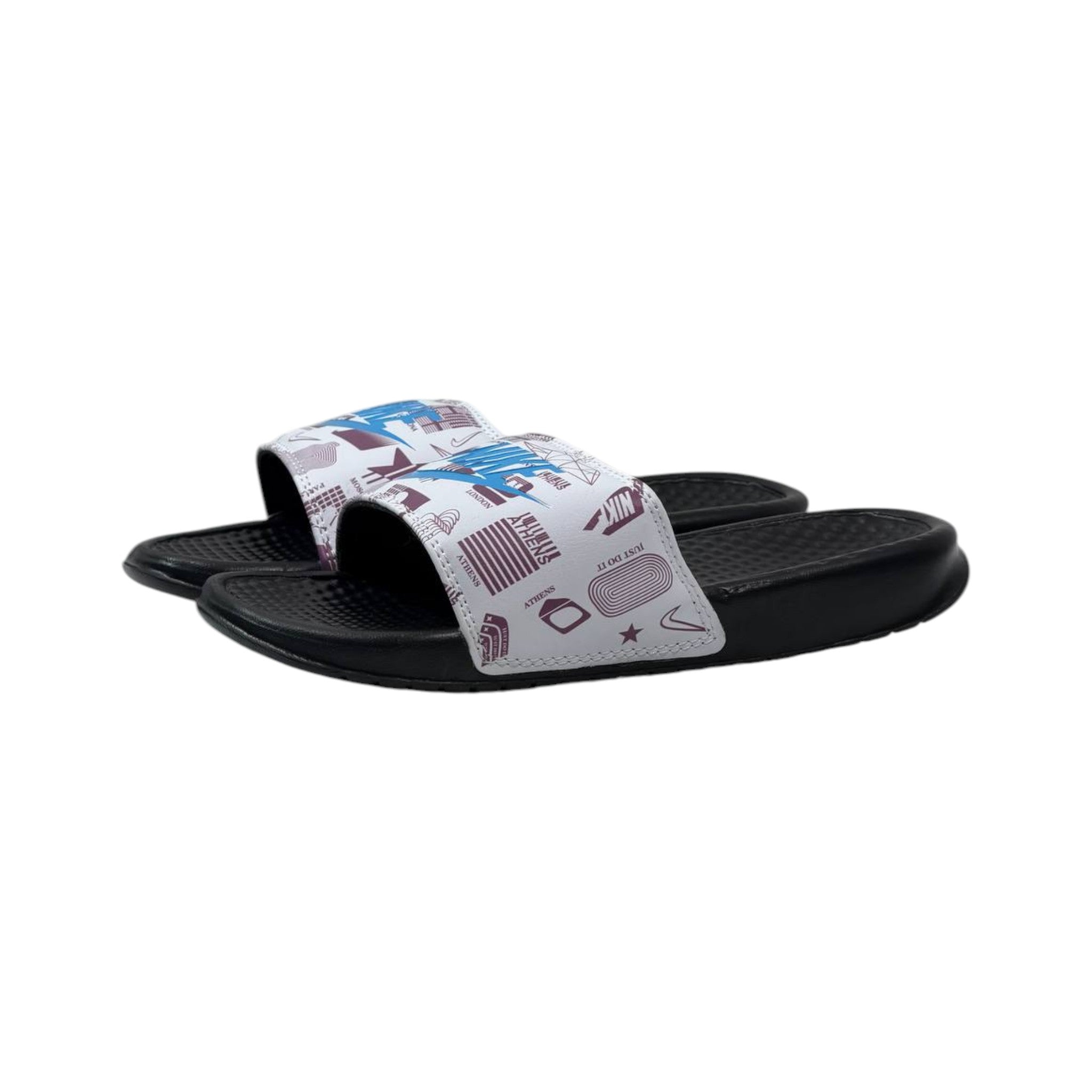 🏙️ Nike Benassi City Edition Slides – White Graphic Print