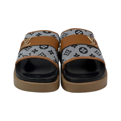 🤍🤎 Louis Vuitton Monogram Platform Slides – Beige Edition