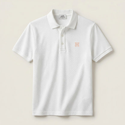 🧡 Hermès Essential Luxury White Polo – Refined Elegance Collection