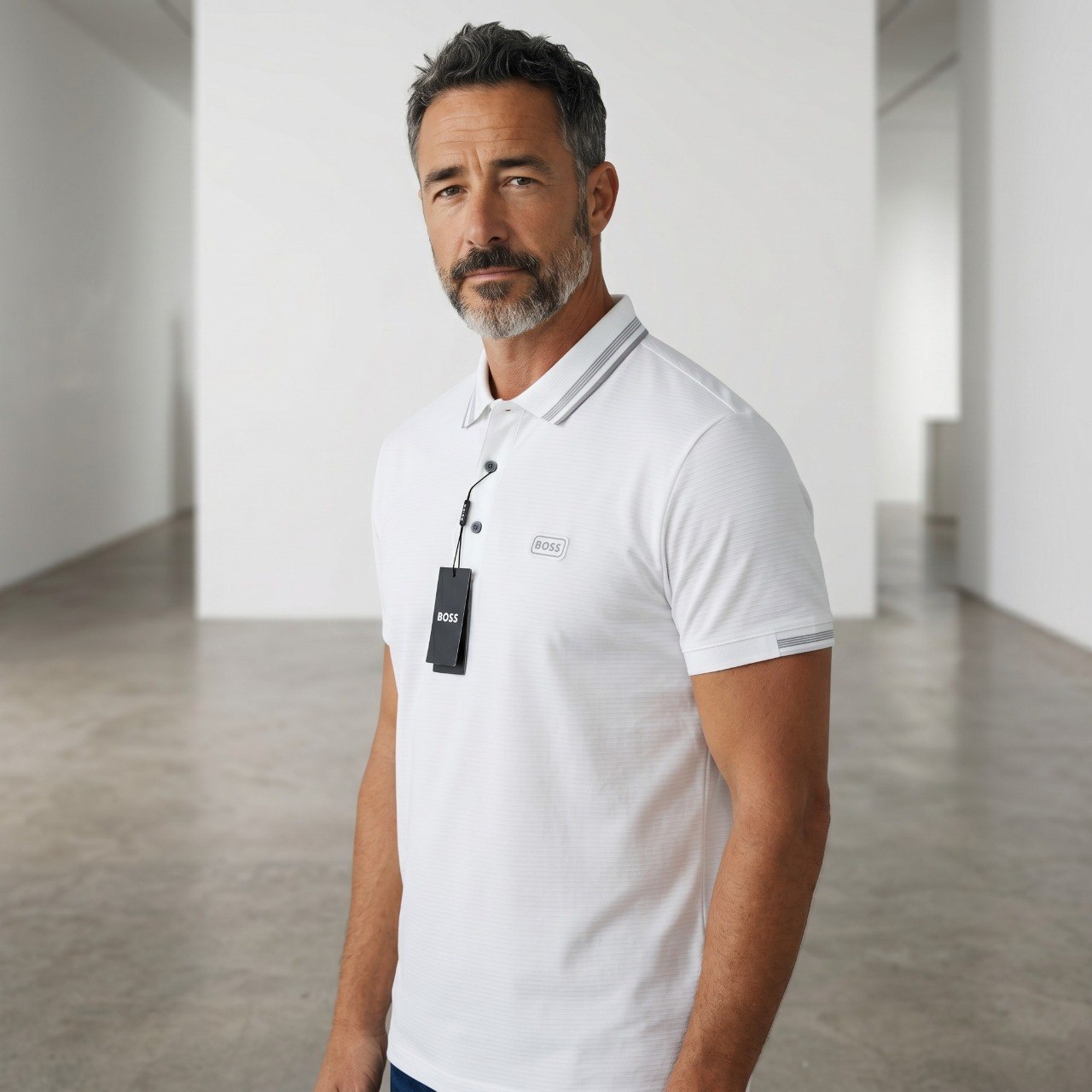 🤍 BOSS Premium White Polo Shirt – Modern Elegance Collection