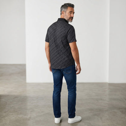 🖤 Dior Oblique Black Monogram Short Sleeve Shirt – Midnight Luxury Collection