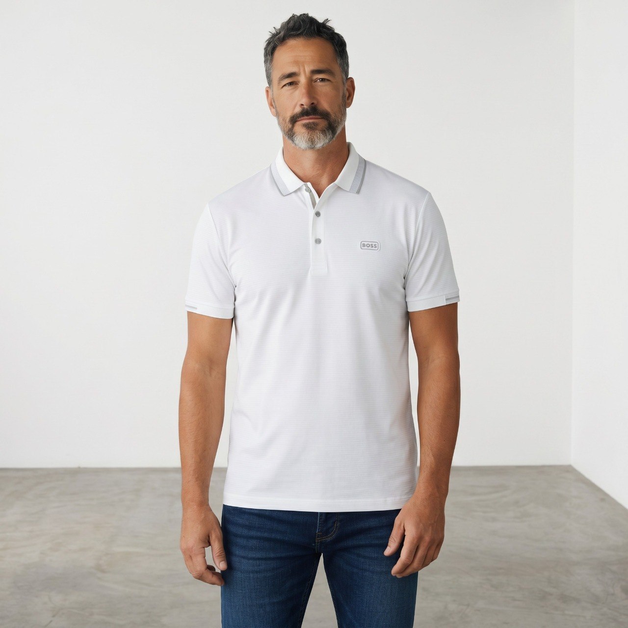 🤍 BOSS Premium White Polo Shirt – Modern Elegance Collection