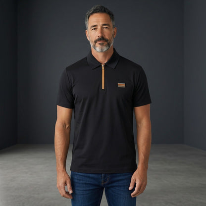 🖤 ZEGNA Luxury Zip Polo Shirt – Black Signature Edition