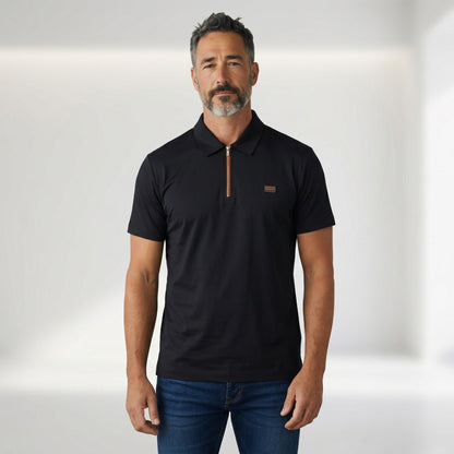 🖤 ZEGNA Luxury Zip Polo Shirt – Black Signature Edition