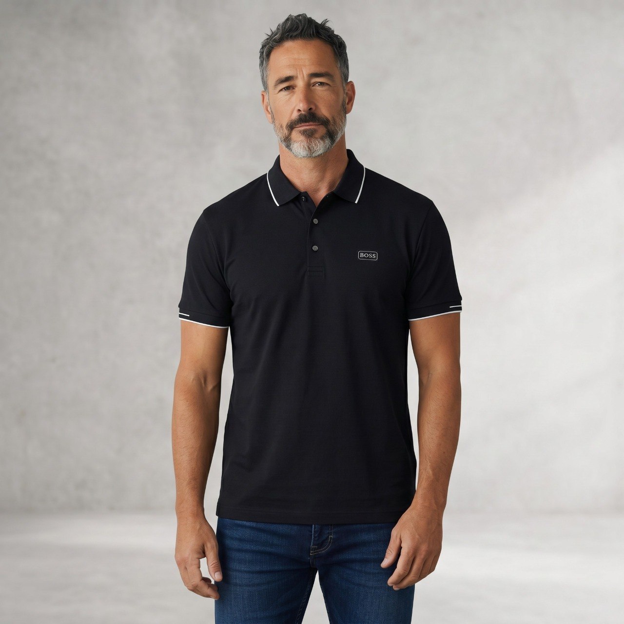 🖤 BOSS Essential Black Polo Shirt – Timeless Smart Casual Luxury