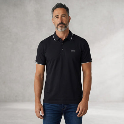 🖤 BOSS Essential Black Polo Shirt – Timeless Smart Casual Luxury