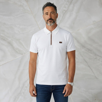 🤍 ZEGNA Luxury Zip Polo Shirt – Modern Italian Elegance
